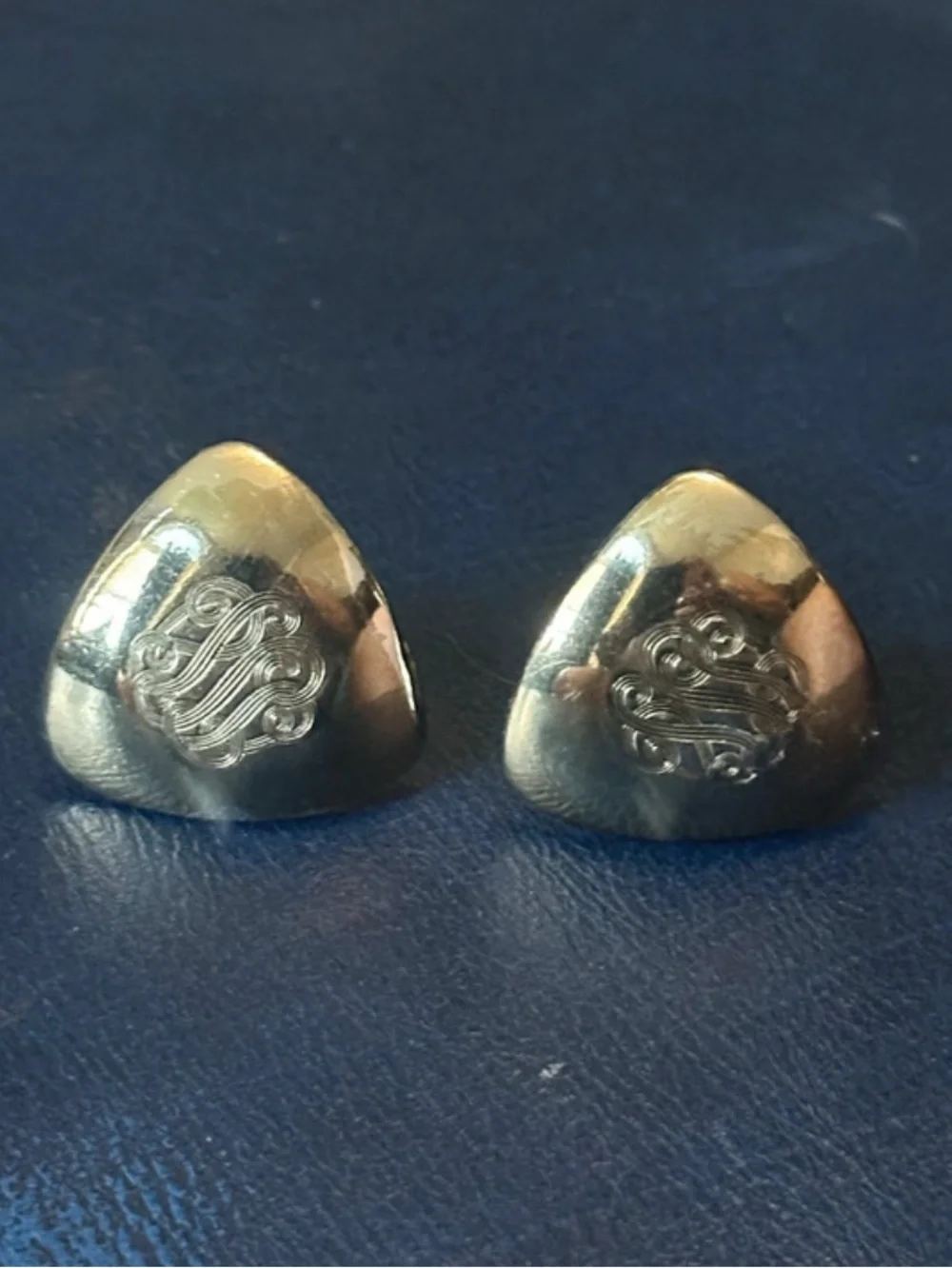Silver-Tone Monogram Triangular Cuff Links - Classic Men's Accessory